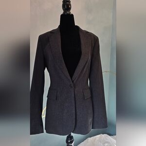 NWOT Express Y2k Women's Classic Dark Charcoal Grey Fitted Blazer Suit Jacket S